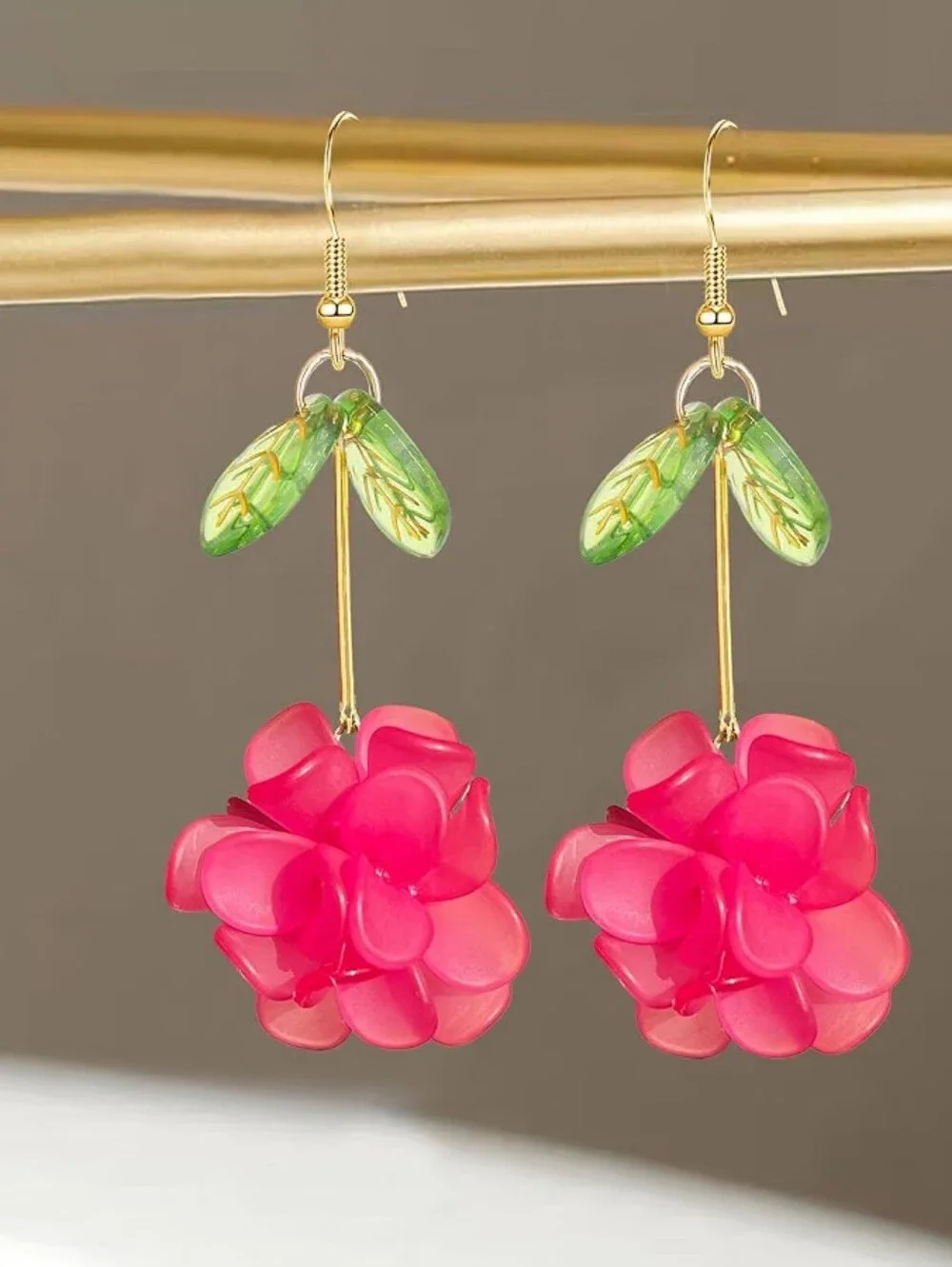 Resin Flower Cluster Ball Dangle Drop Earrings